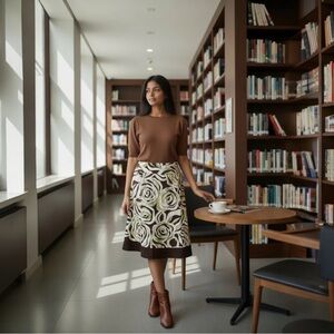 Chic A-Line Skirt with Floral Pattern
